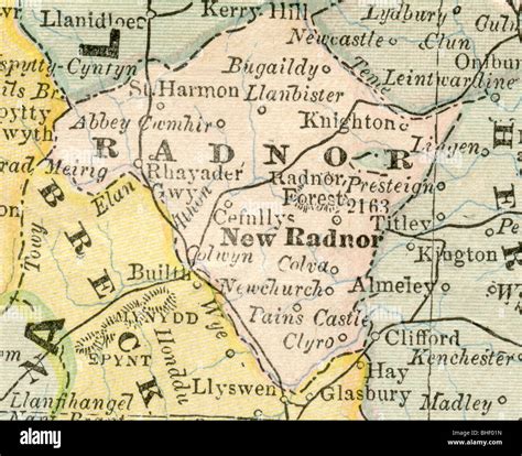 Old Map Of Radnor County From Original Geography Textbook 1884 Stock