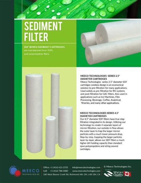 5 Micron Sediment Filter 25 Meeco Technologies Inc