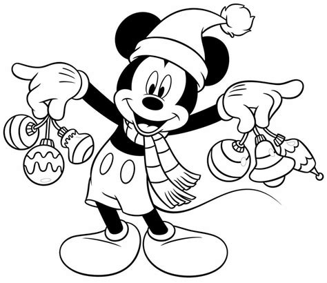 Mickey Holding Ornaments Coloring Pages Disney Coloring Disney
