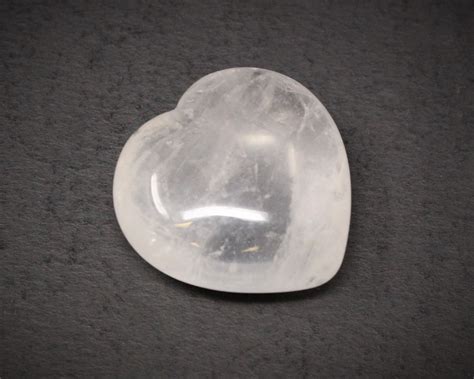 Clear Quartz Heart Stone: 1 (Crystal Heart, Carved Gemstone Heart, Pocket Heart, Puffed Heart 