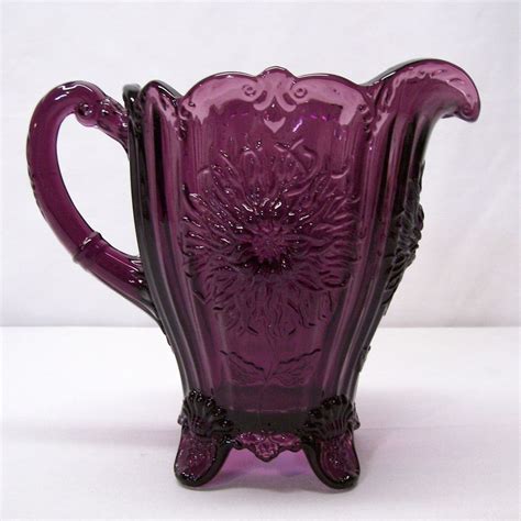 Vintage Mosser Dahlia Pitcher Amethyst Purple Glass Purple Glass Antique Glass Bottles