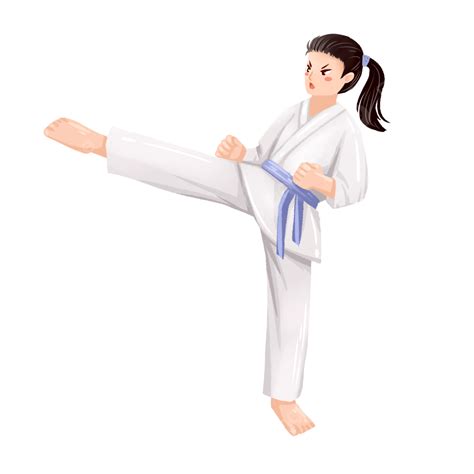 Taekwondo Kicking Flat Wind Vector Hand Drawn Animation Cartoon