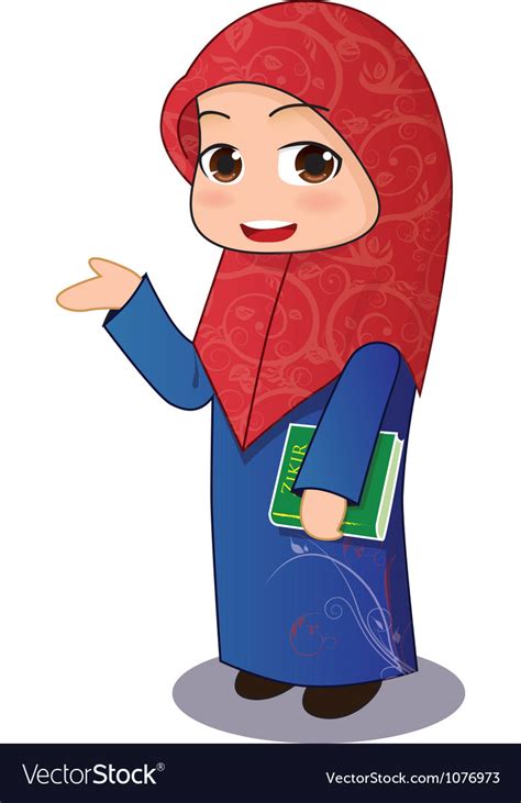 Muslim Girl Chibi Royalty Free Vector Image Vectorstock