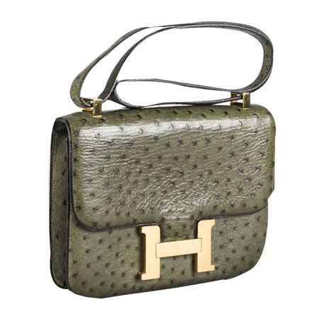 Hermès Constance Ostrich Leather Handbags Exotic Leather Khaki Ref