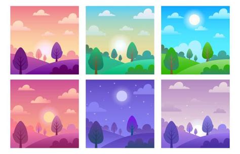240 Morning Noon And Night Stock Illustrations Royalty Free Vector
