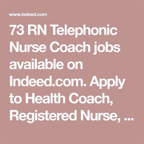 The Text Reads 73 Rn Telephone Nurse Jobs Available On Indeed Com Apply