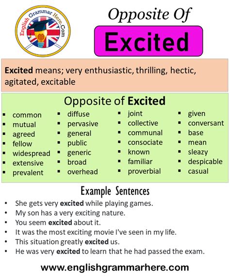Opposite Of Excited Antonyms Of Excited Meaning And Example Sentences