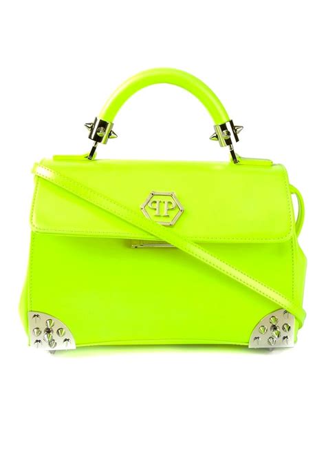Philipp Plein ‘funtastic Neon Yellow Studded Womens Handbag Shoulder