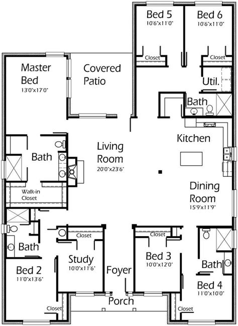 22 Floor Plans For 6 Bedroom House
