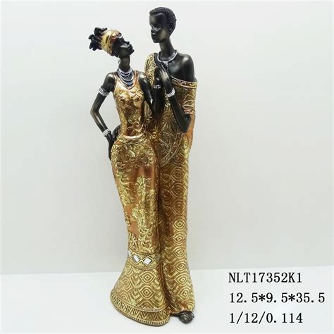 Resin African Woman Resin Craft Black Couple Figurines For Home Decor