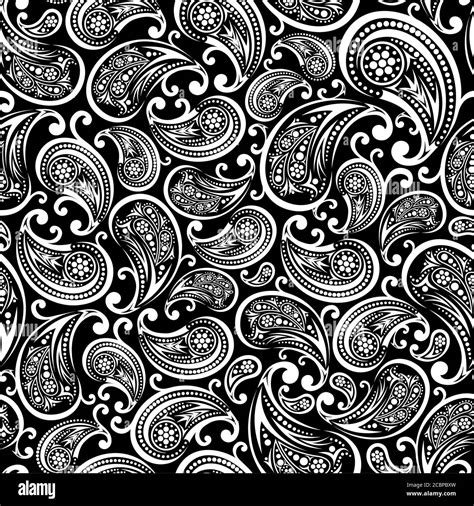 Paisley Seamless Pattern Illustration In Black And White Can Be Tiled