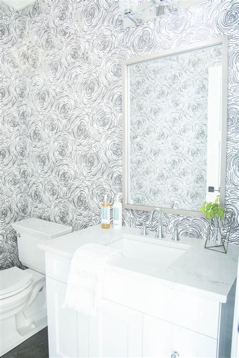 Floral Wallpaper In Bathroom Designed By Karin Bennett Designs