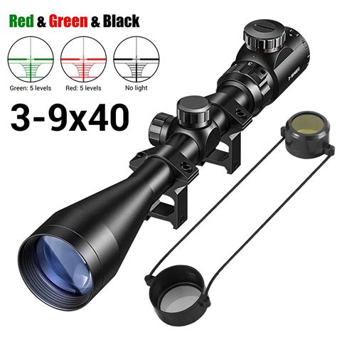 3 9x40eg Tactical Riflescope Optic Sight Green Red Illuminated Hunting