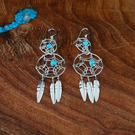 Navajo Made Double Dream Catcher Earrings Bb Ern 0019 Arlenes Southwest