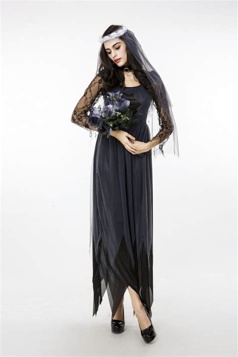 High Qulity Corpse Bride Cosplay Lace Dress Ghost Bride Costume For