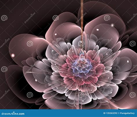 Fractal Flower 3d Pink Lights Stock Illustration Illustration Of