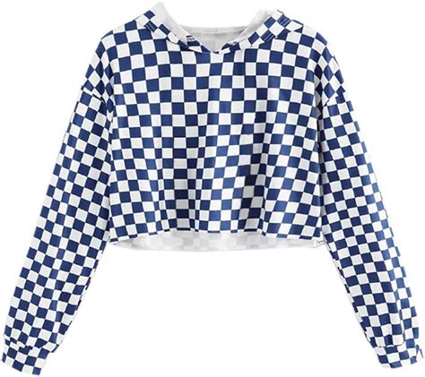 Kids Crop Tops Girls Sweatshirts Long Sleeve Plaid Hoodies