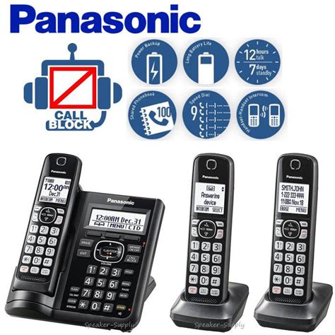 Panasonic Answering Machine 3 Cordless Handsets Call Block Talking Id