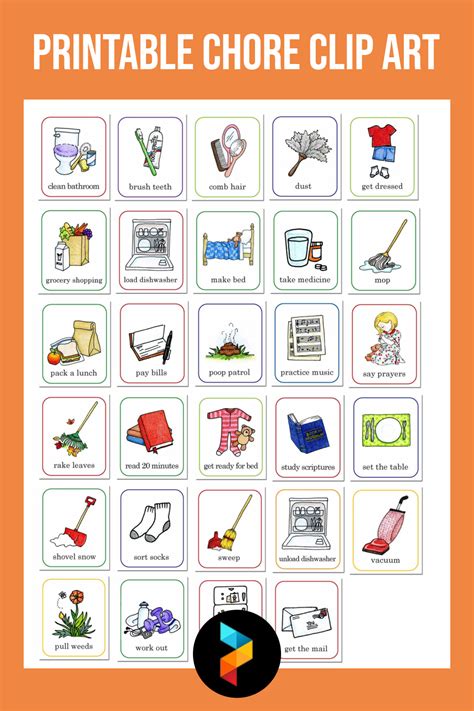 Printable Chore Clip Art In 2021 Chores For Kids Chores Clip Art