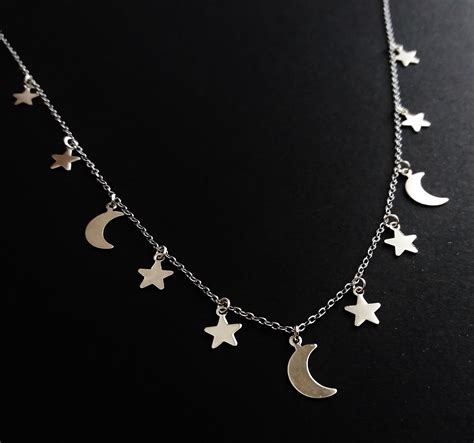 Moon And Stars Necklace ☪ Ofstarsandwine On Etsy ☪ Boho Grunge Handmade