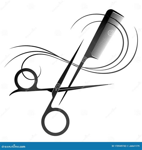 Scissors And Comb Unique Silhouette For Business Stock Illustration