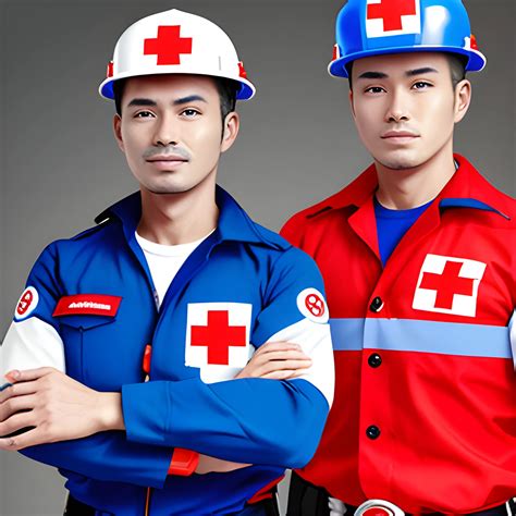 RESCUE MAN UNIFORM BLUE RED CROSS - Arthub.ai