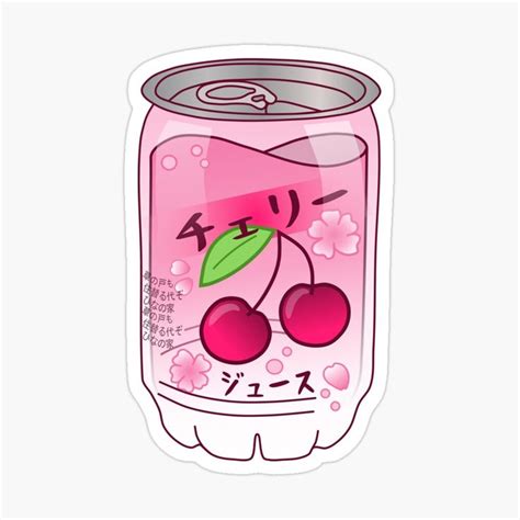 Cute Japanese Cherry Soda Can Sticker For Sale By Science Nerd Aesthetic Stickers Cool
