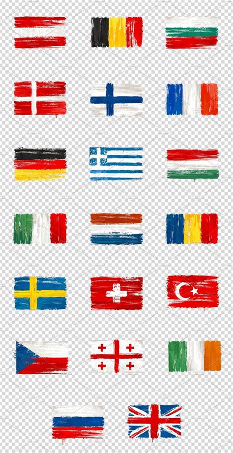 European Grunge Flags Vector Set Flag Vector Grunge National Flag