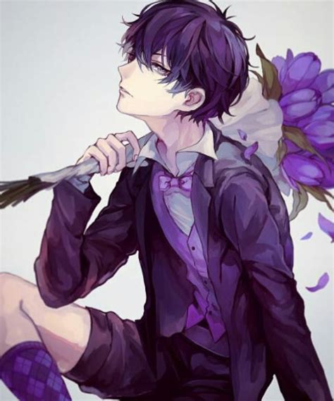 Black haired anime boy with purple eyes quaebella. Hình anime boy đẹp dễ thương, anime nam con trai buồn ...