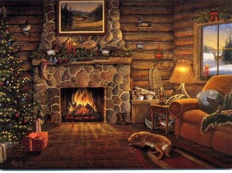 36 Log Cabin Christmas Wallpaper