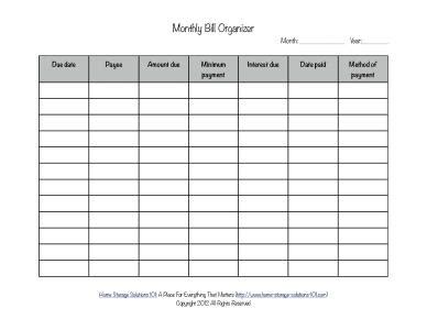 Maybe you would like to learn more about one of these? Free Printable Monthly Bill Organizer | Trusper