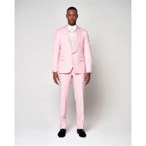 2017 Latest Coat Pant Designs Llight Pink Men Suit Groom Tuxedo Slim