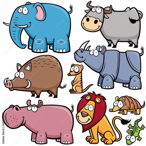 Vector Illustration Of Wild Animals Cartoons Stock Vector Adobe Stock