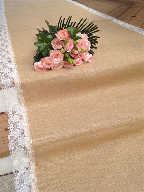 30 Ft Burlap And Lace Aisle Runner Ivory Lace Rustic Etsy