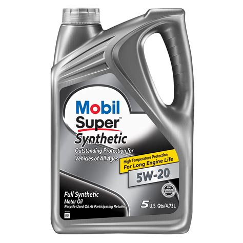 Mobil Super Synthetic Motor Oil 5w 20 5 Qt