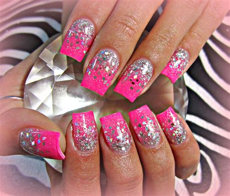 5 Hot Pink Acrylic Nails With Glitter For You Loikahska