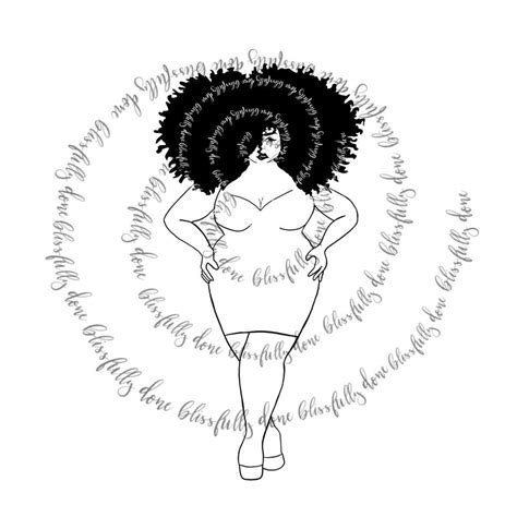 Curvy African American Plus Size Woman With Afro Png Svg Etsy
