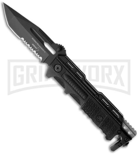 Boker Plus Kalashnikov Black Folding Knife Black Serr Tanto Grindworx