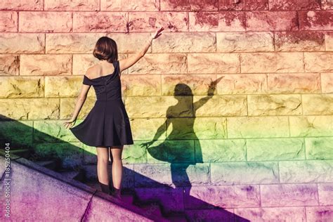The Lgbt Community The Concept Young Girl Lesbians With His Shadow