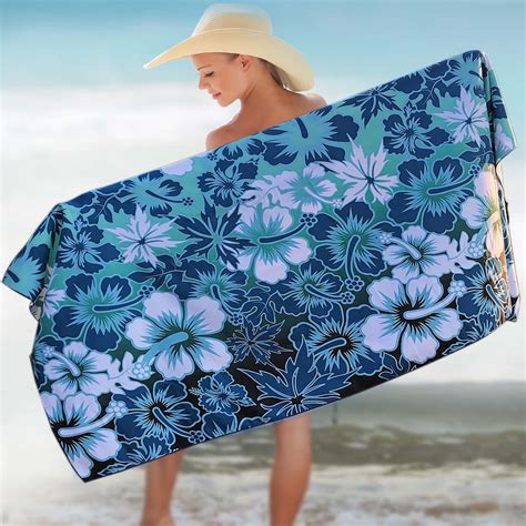 Microfiber Beach Towel Oversized Xl 78 X 35 Hibiscus Etsy