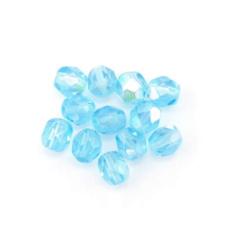 4mm Round Faceted Glass Beads 7080 Aqua Ab The Bead Shop Nottingham Limited