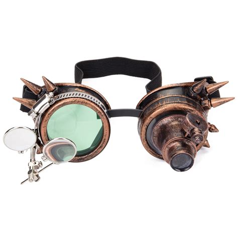 Sayfut Vintage Steampunk Goggles Rave Glasses With Double Ocular Loupe
