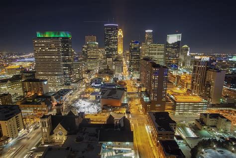 With an estimated population of 429,606 as of 2019. Downtown Minneapolis at night : Minneapolis