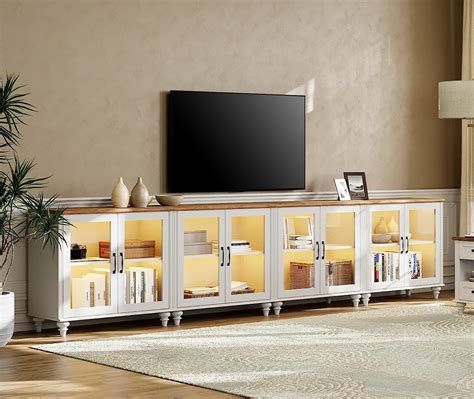Wampat Large Tv Stand For Tvs Up To 110 Inch White