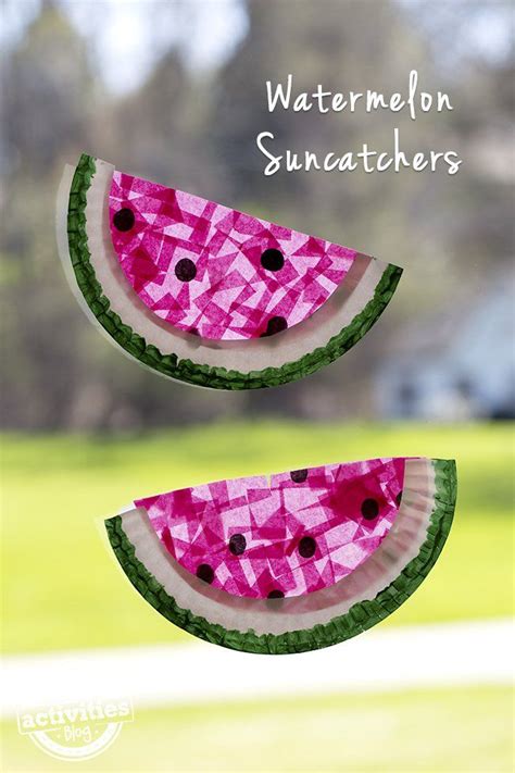 Sweet And Colorful Paper Plate Watermelon Suncatcher Craft Summer