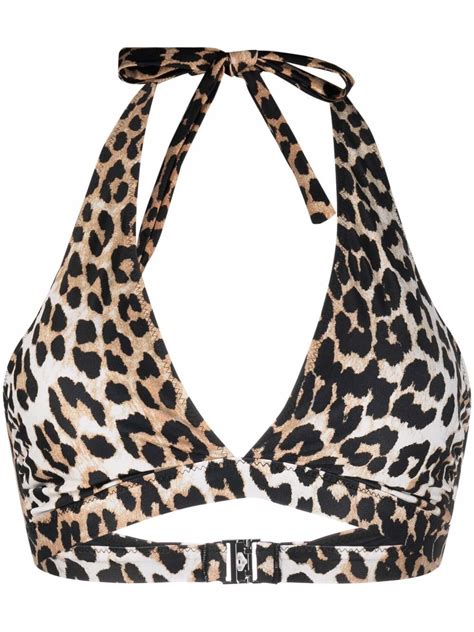 Ganni Leopard Print Bikini Top Farfetch