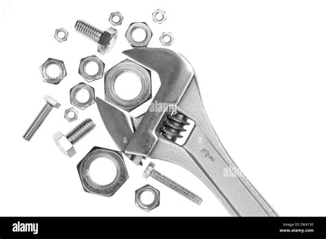 Adjustable Wrench Nuts Screws Isolated Stock Photo Alamy