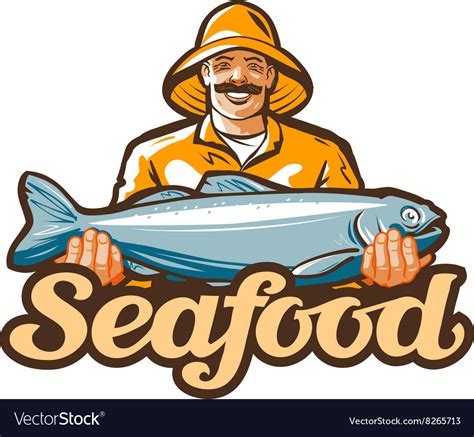 Fishery Logo Fishing Fish Or Fisher Royalty Free Vector