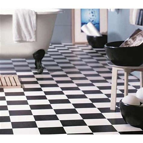 Whether you're looking to upgrade the kitchen, the bathroom or anywhere else in the house, browse b&m's range of affordable vinyl flooring and vinyl floor tiles. Black & White Checked Vinyl 4m Wide Sheet Flooring 25cm x 25cm Squares