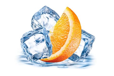 Orange Slice On Three Ice Cubes Wallpaper Orange Ice Juicy Citrus